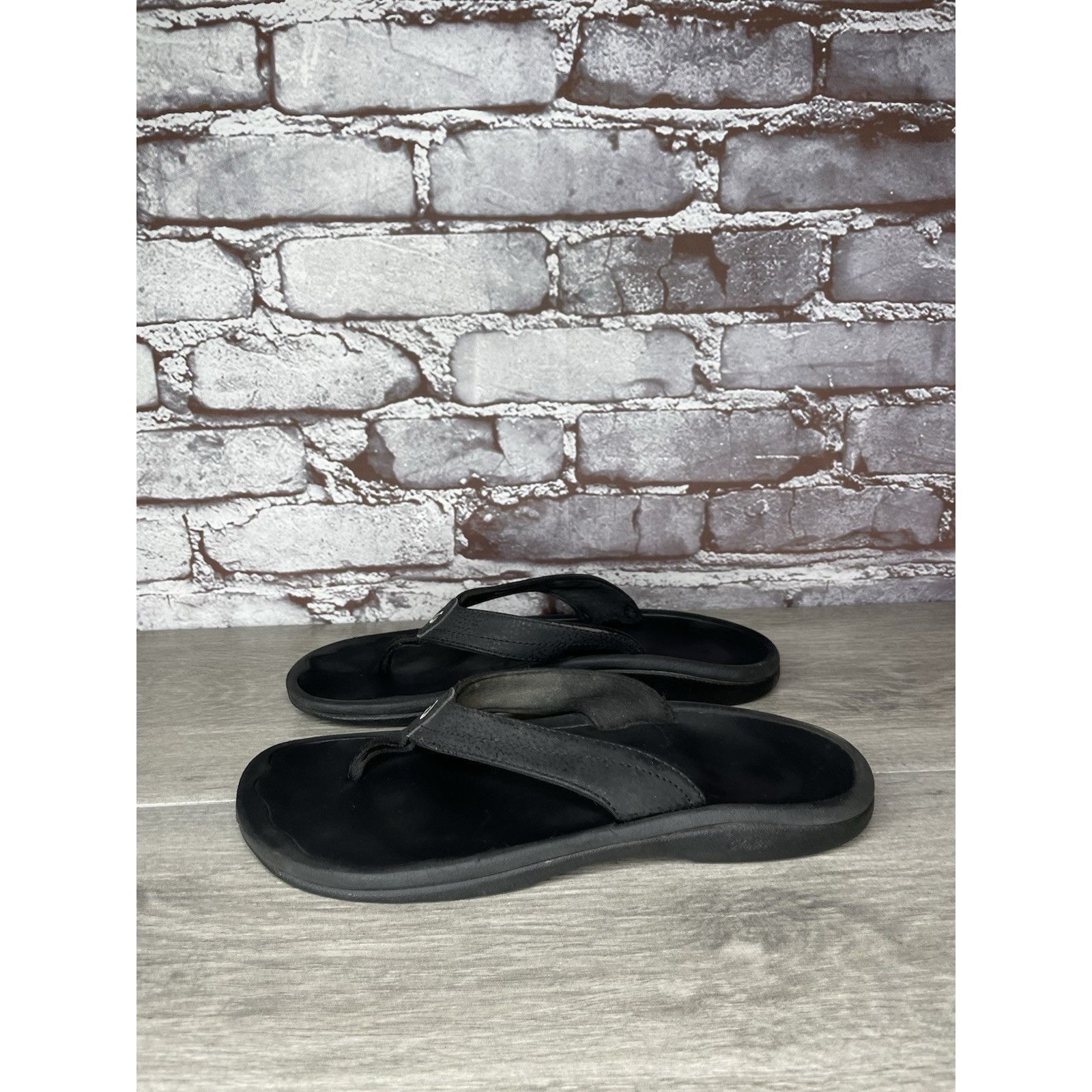 Olukai Olukai Ohana Black Synthetic Flip Flop Thong Beach Sandals W Size US 8 / IT 38 - 19 Thumbnail