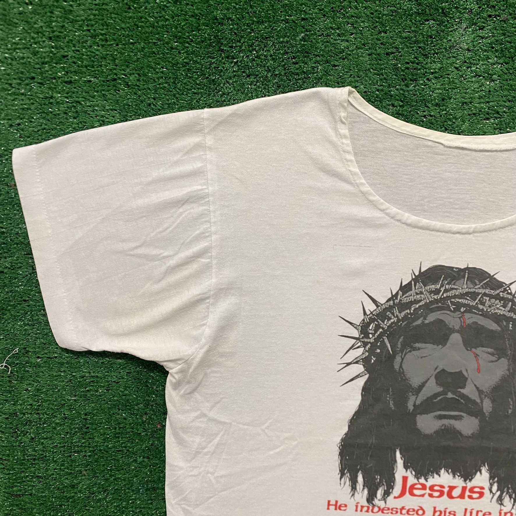 Vintage Vintage 80s Jesus Christ Shirt Single Stitch Christian Tee Size US L / EU 52-54 / 3 - 2 Thumbnail
