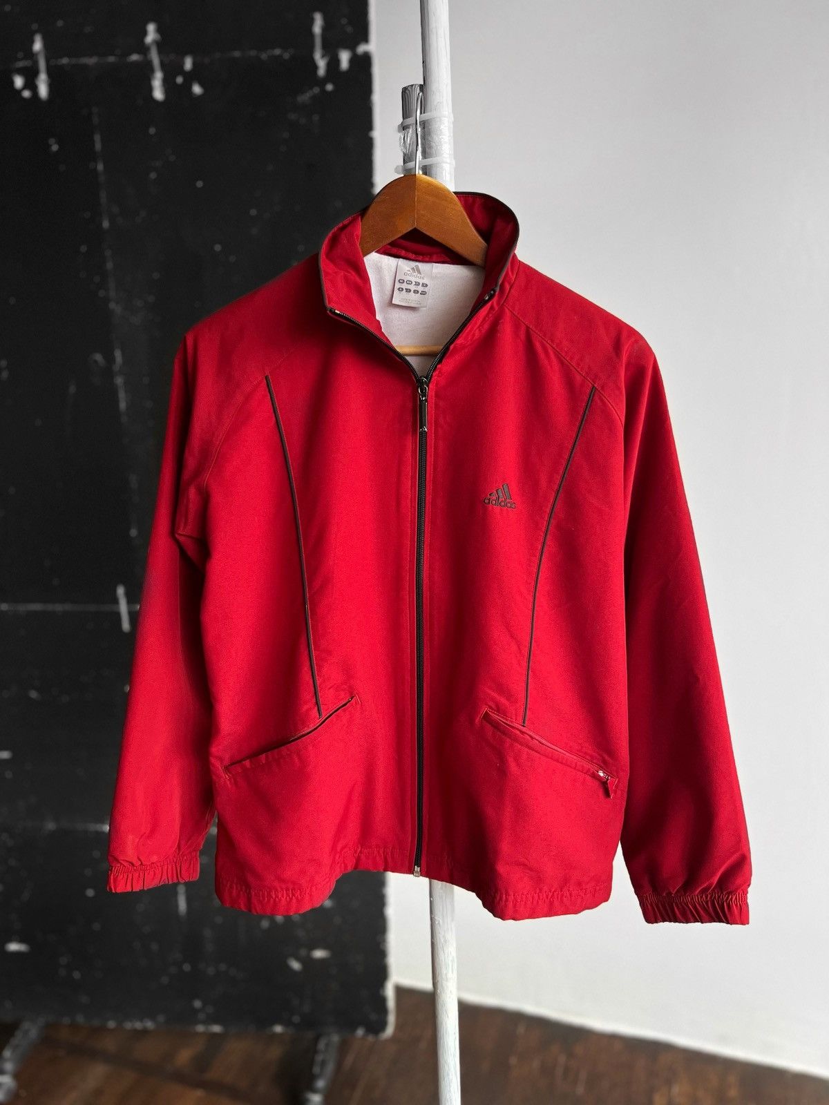 Adidas store Red Vintage Long Sleeve Zip Up Jacket