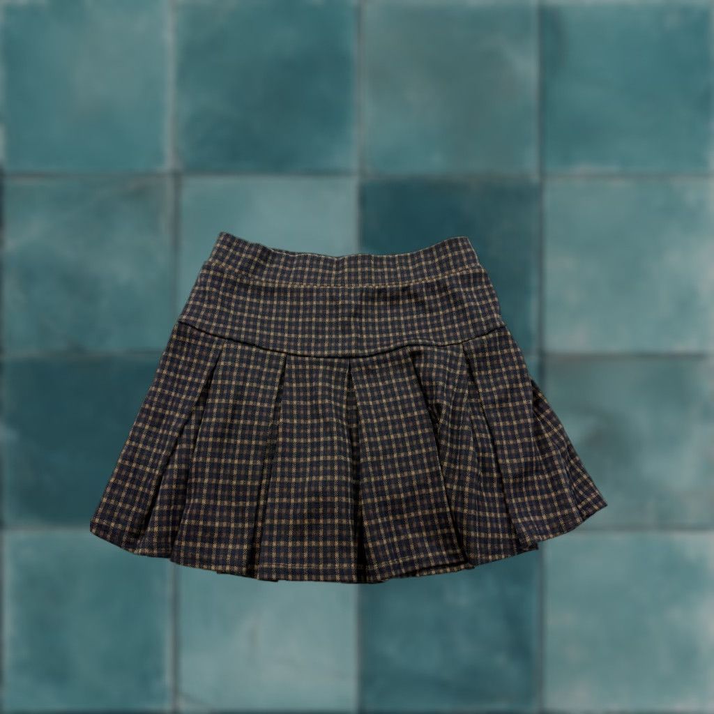Vintage American Eagle Skirt Womens XXS Navy Blue Plaid Pleated Mini Lined Casual Size 24" / US 00 / IT 34 - 1 Thumbnail