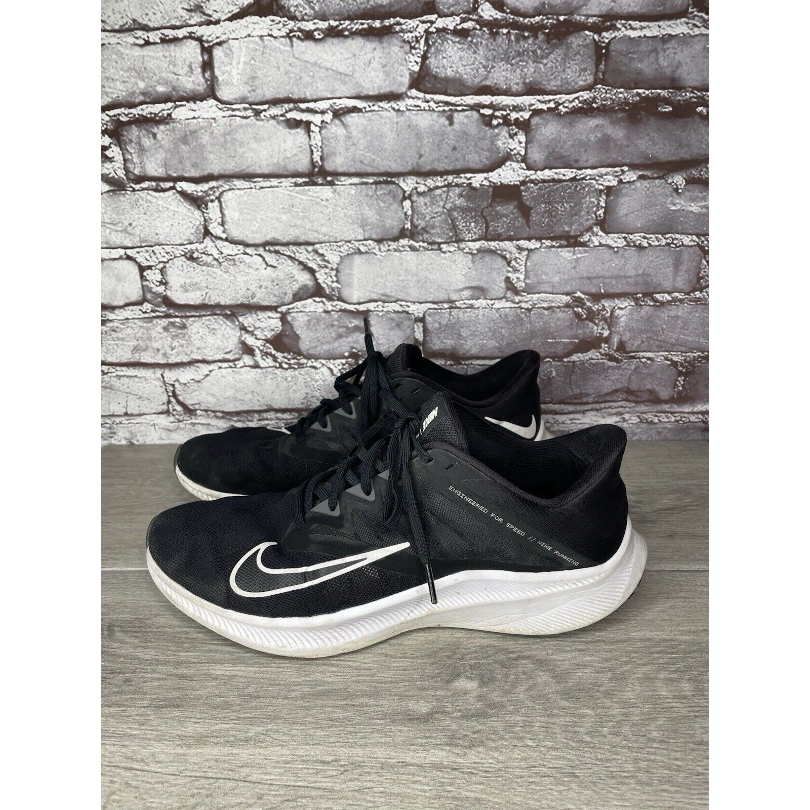 Nike Nike Quest 3 Running Black Mesh Synthetic White Lace Up Shoe Size US 11 / EU 44 - 17 Thumbnail