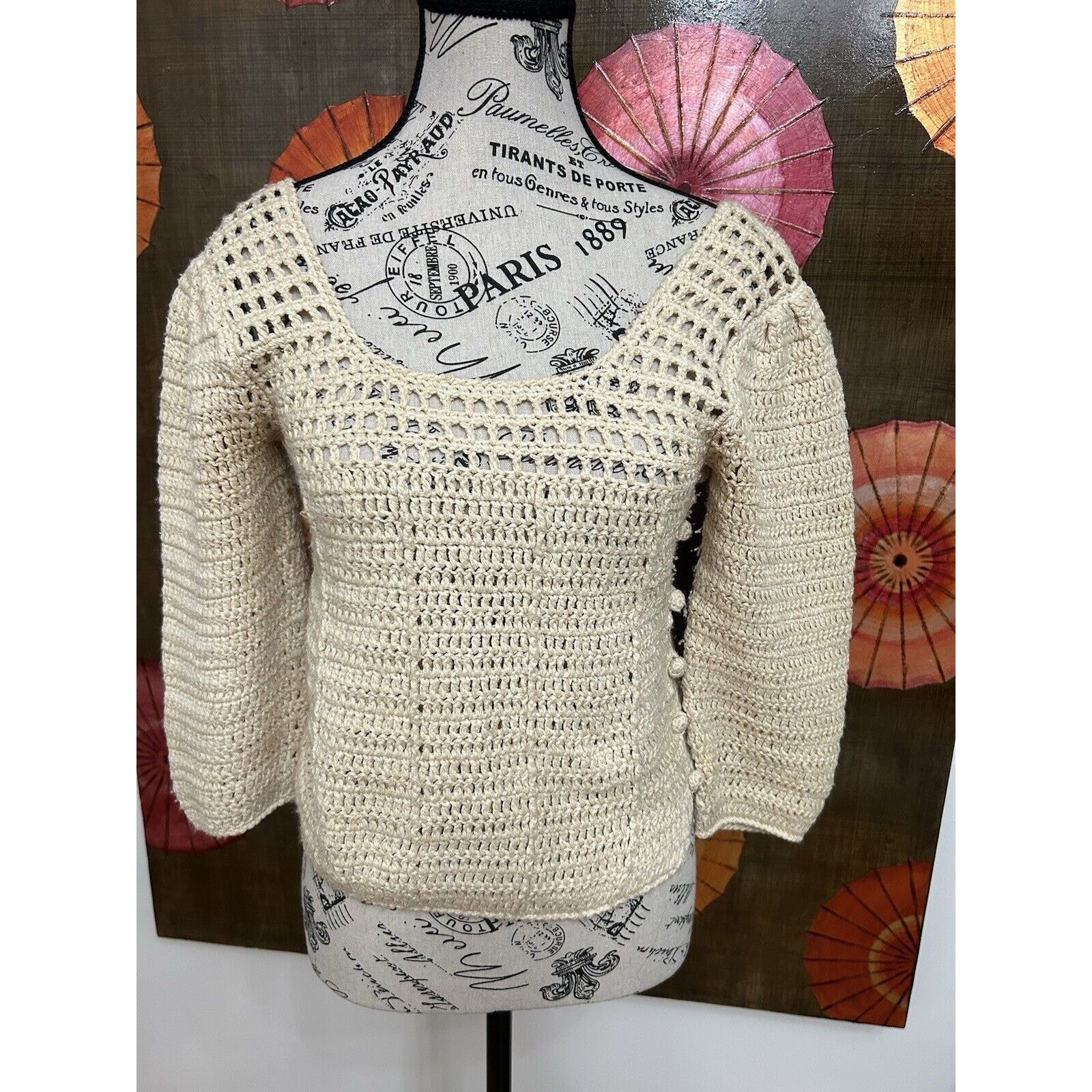 Brand JENNIFER REED Ivory Hand Knit Crochet Long Sleeve Sweater | Grailed