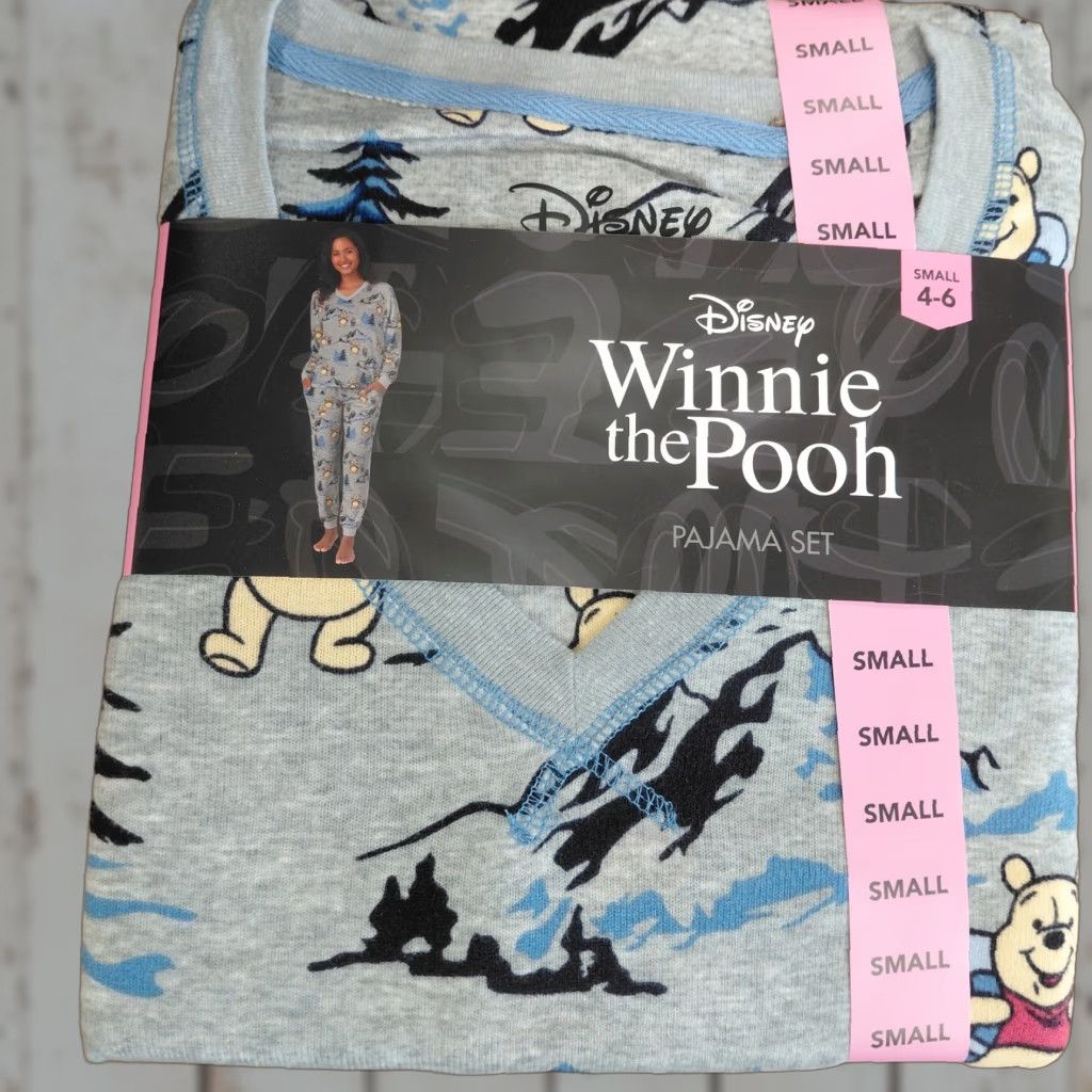 Disney DISNEY Winnie The Pooh & Piglet 2-Piece Pajama Set Gray Womens Size Small 4/6 Size ONE SIZE - 1 Thumbnail