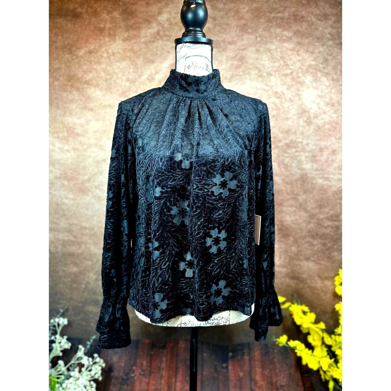 Other 1. State High Neck Open Back Long Sleeve Blouse Rich Black M Size M / US 6-8 / IT 42-44 - 11 Thumbnail