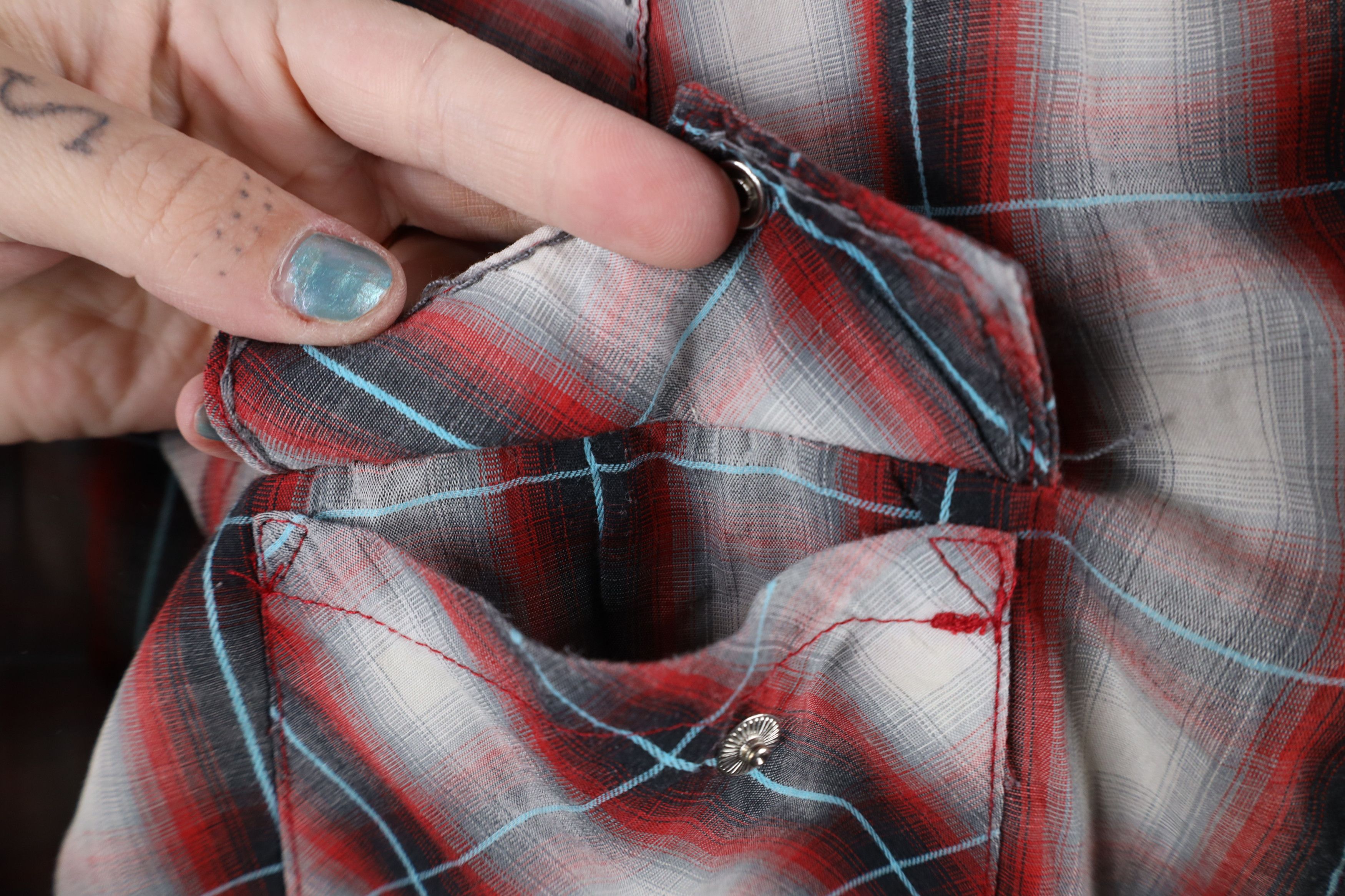 Vintage × Wrangler Vintage 90s Wrangler Snap Button Collared Shirt Plaid Size US L / EU 52-54 / 3 - 5 Thumbnail