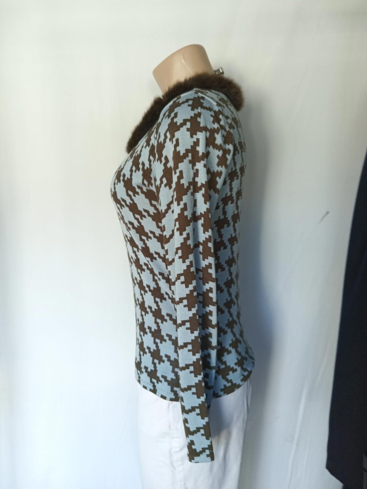 Designer Bentley Arbuckle Stylish Houndstooth Sweater Size M / US 6-8 / IT 42-44 - 2 Thumbnail