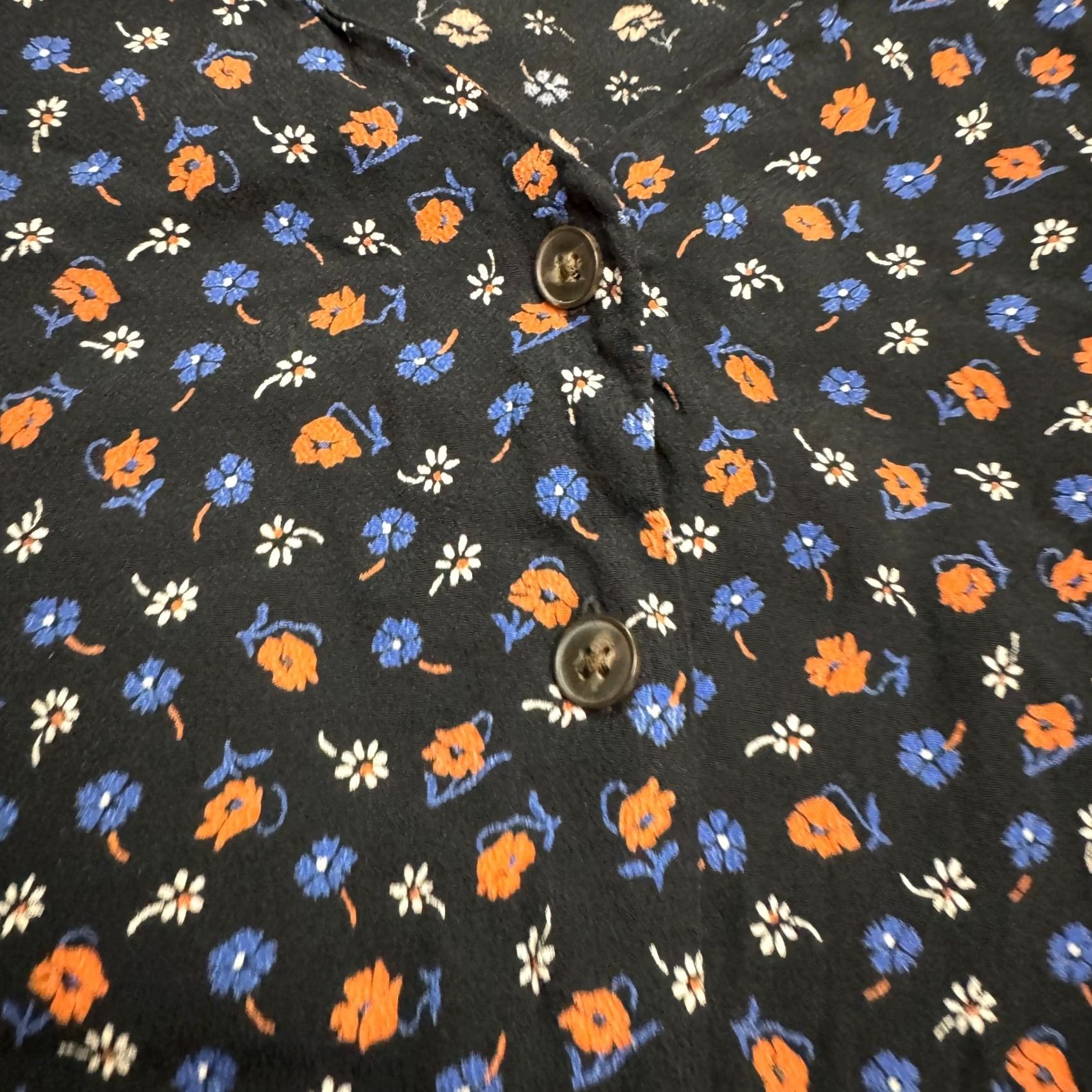 Madewell Madewell Mini Dress Womens XXS Black Floral Short Sleeve Button Down Casual Sundress Size 26" / US 2 / IT 38 - 7 Thumbnail
