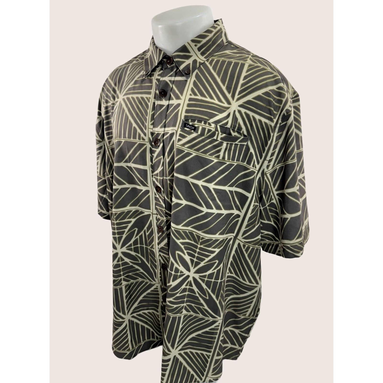 ALOHAS TANOA SAMOA Hawaiian Aloha Mens Shirt 3XL Green Short Sleeve Button-Up Casual Mens Size US XXL / EU 58 / 5 - 1 Thumbnail