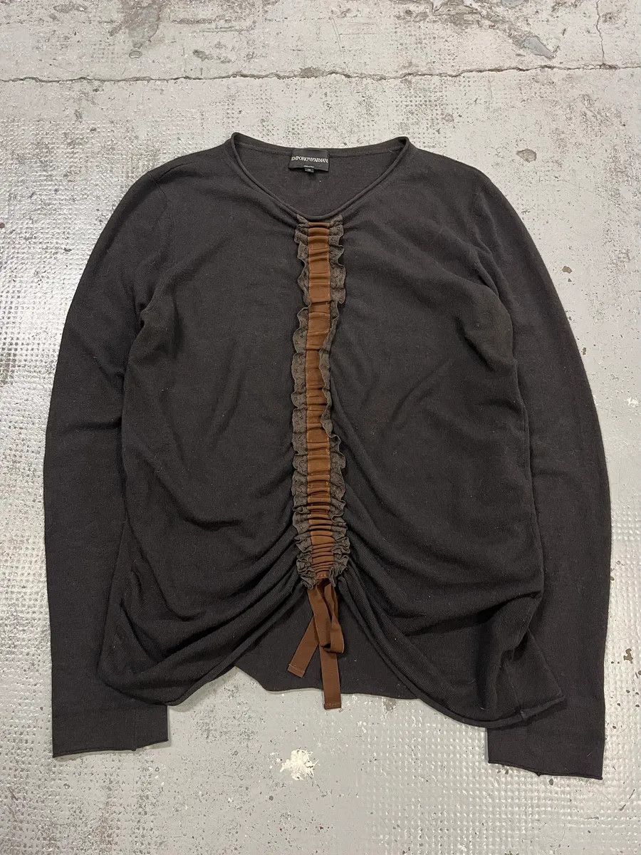Emporio Armani Emporio Armani Pleated Dentelle Black Sweater Size M / US 6-8 / IT 42-44 - 3 Thumbnail