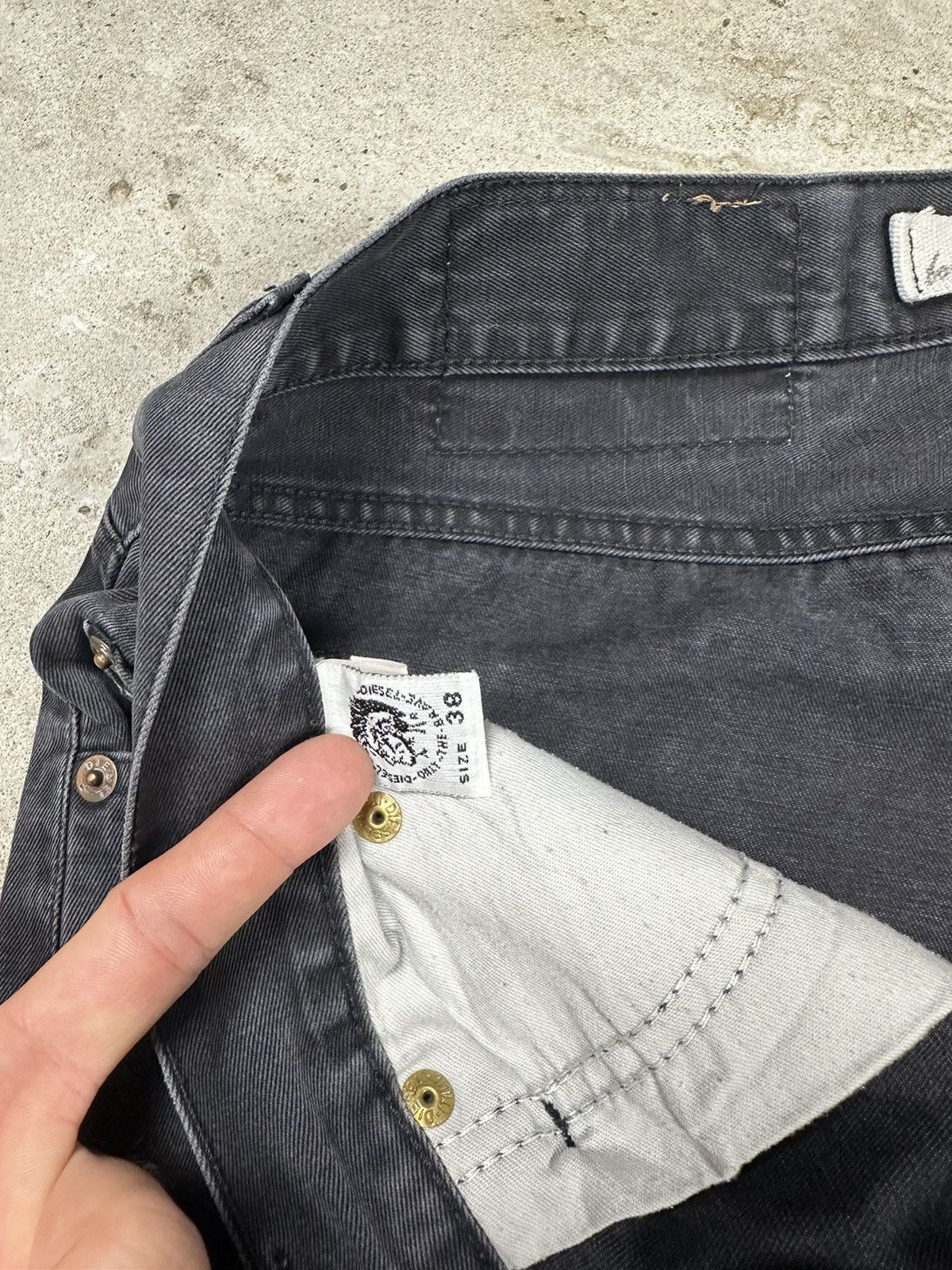 Diesel × Vintage ‼️ Vintage 90s Diesel Washed Black Grey Denim Pants Size US 38 / EU 54 - 9 Thumbnail