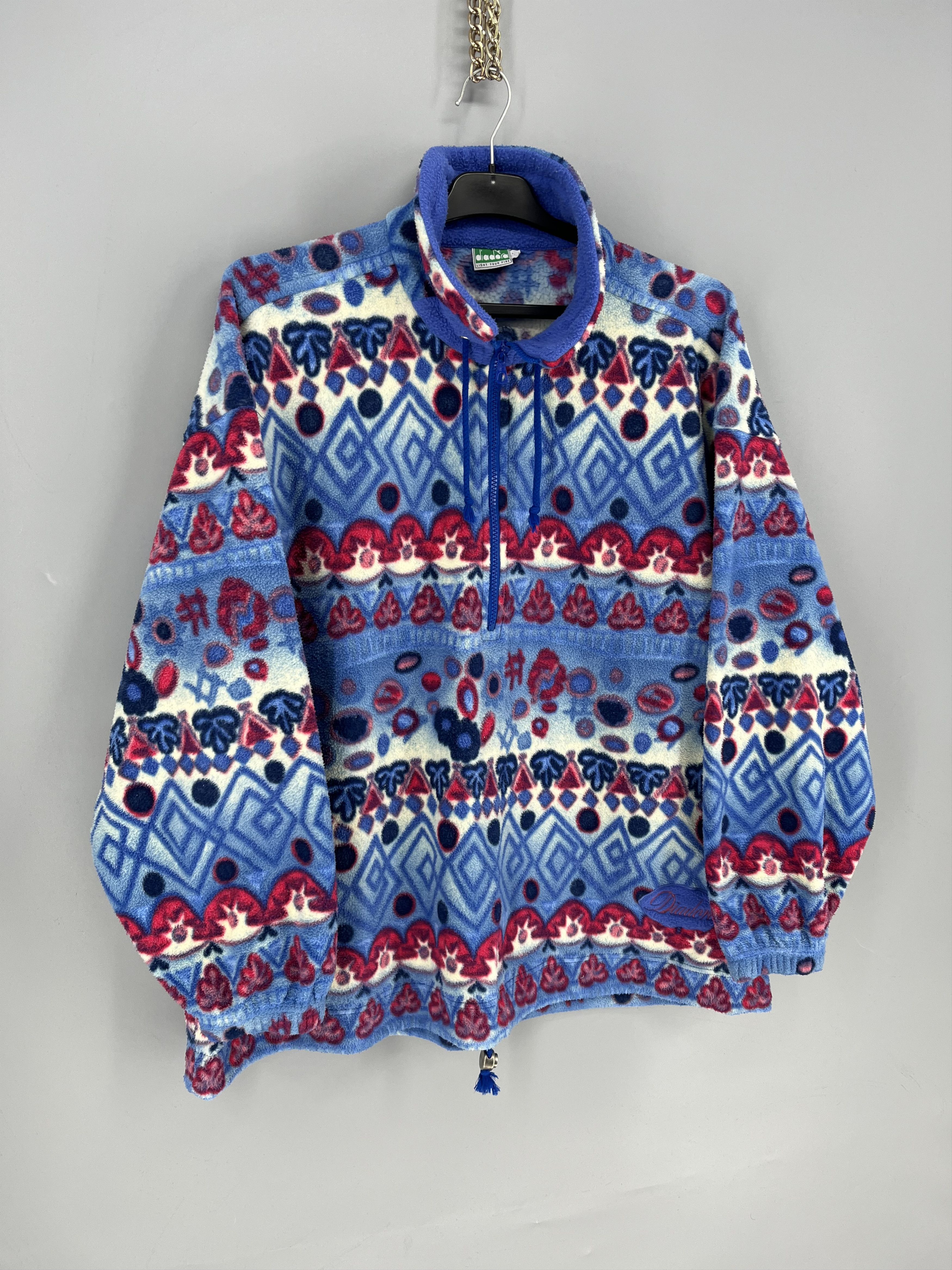 Diadora Vintage Diadora Blue Fleece Jacket 1/3 zip mens size M Size US M / EU 48-50 / 2 - 2 Thumbnail