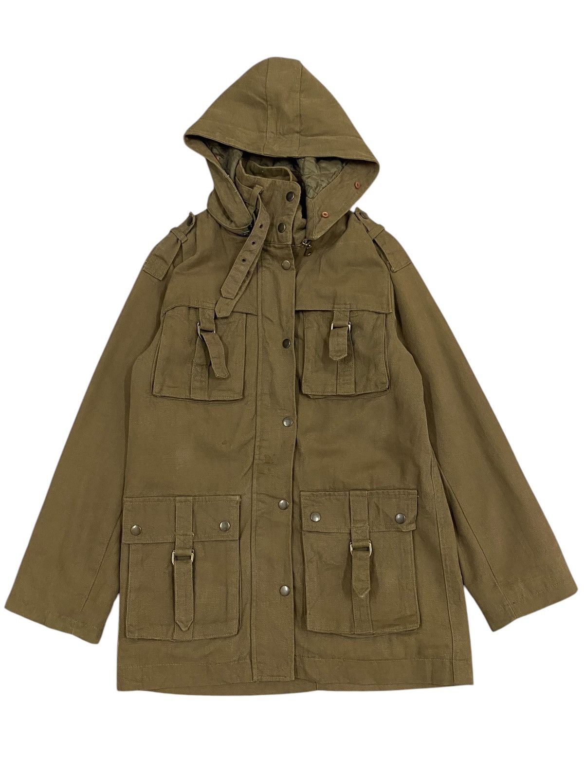 Japanese Brand × Vintage Men’s Olive Military Parka Jacket Hood & Multiple Pockets Size US S / EU 44-46 / 1 - 1 Thumbnail