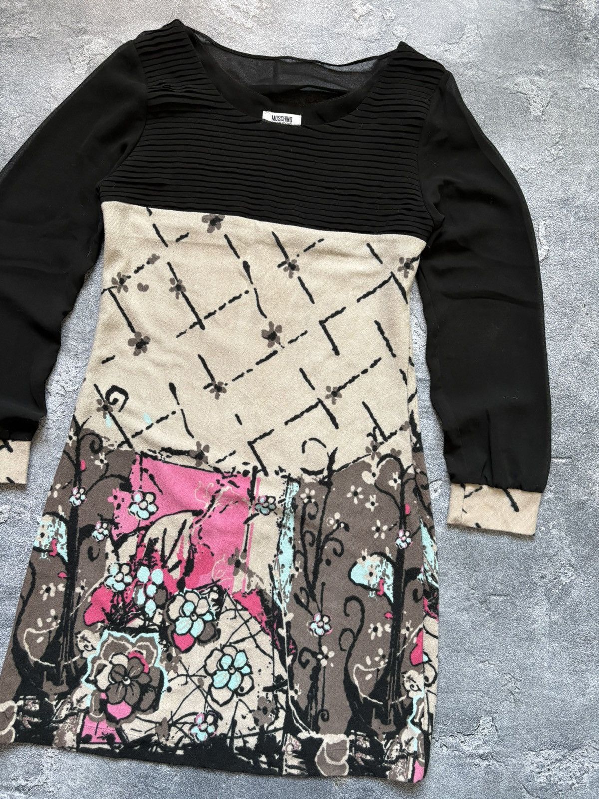 Moschino Vintage Moschino Cheap And Chic Y2K Floral Print Wool Dress Size L / US 10 / IT 46 - 4 Thumbnail