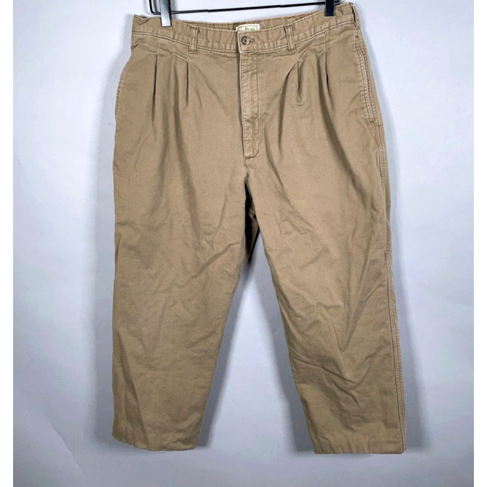 Vintage VINTAGE L.L. Bean Men's Chino Pants 90s Pleated Lined Cotton Casual Workwear Brown Size 34 Size US 34 / EU 50 - 2 Thumbnail
