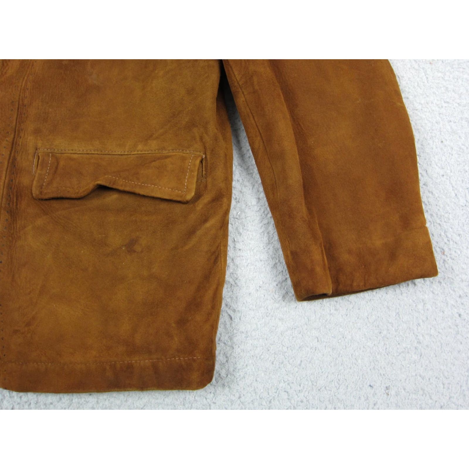 Vintage VINTAGE True Leather Jacket Mens 40 Brown Suede Sherpa 40s 50s 60s Parka 80s 90s Biker Motorcycle Western Mens Wear Size US XXS / EU 40 - 5 Thumbnail