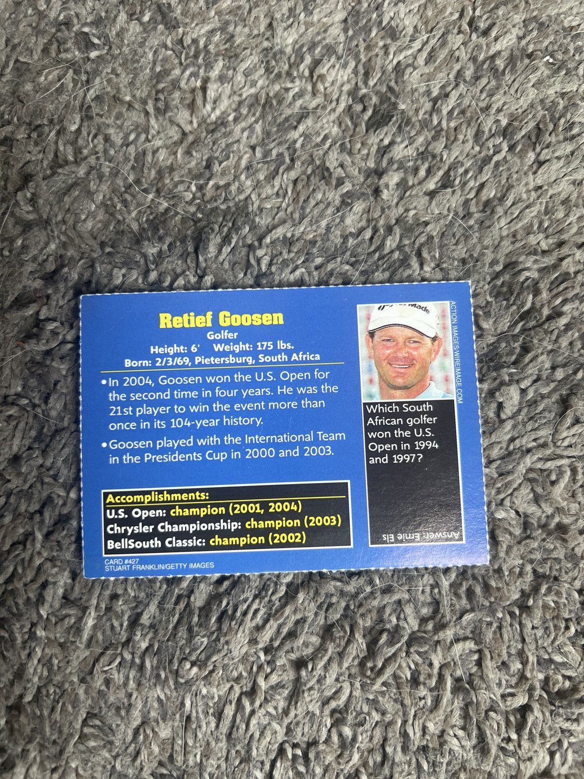 PGA Tour 2004 Sports Illustrated For Kids #427 Retief Goosen Card Size ONE SIZE - 2 Thumbnail