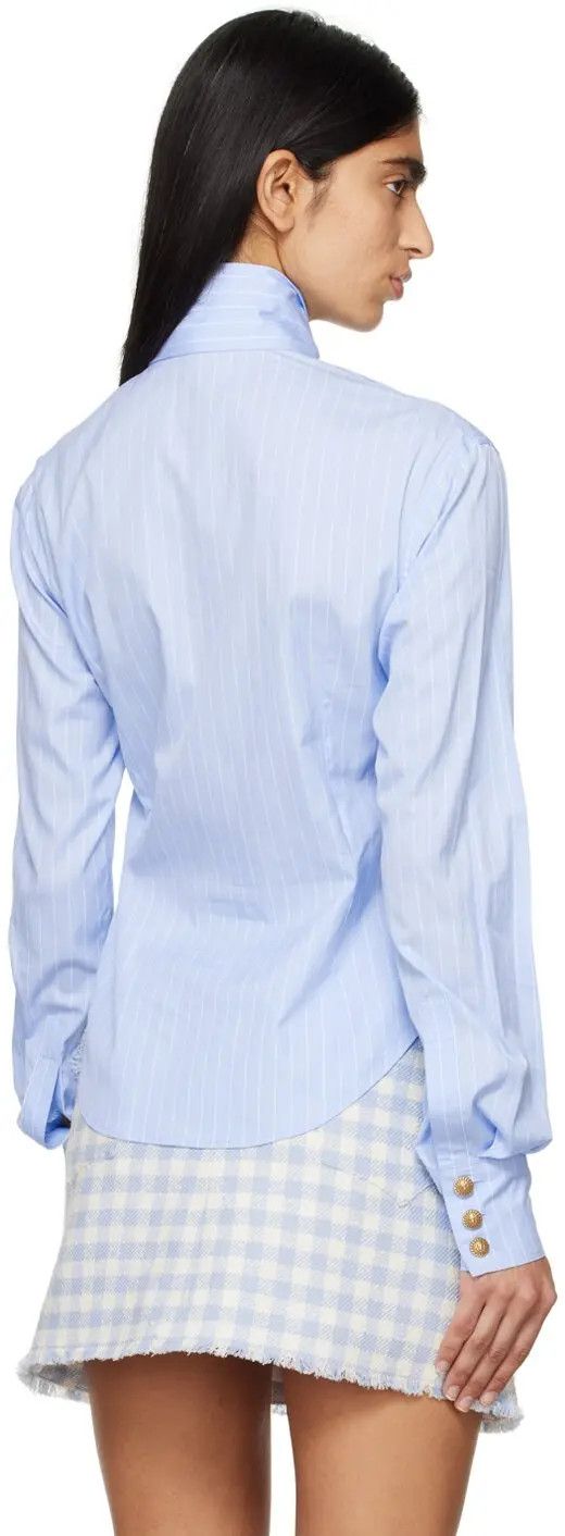 Balmain o1s1wg110825 Striped Shirt in Blue Size M / US 6-8 / IT 42-44 - 3 Thumbnail