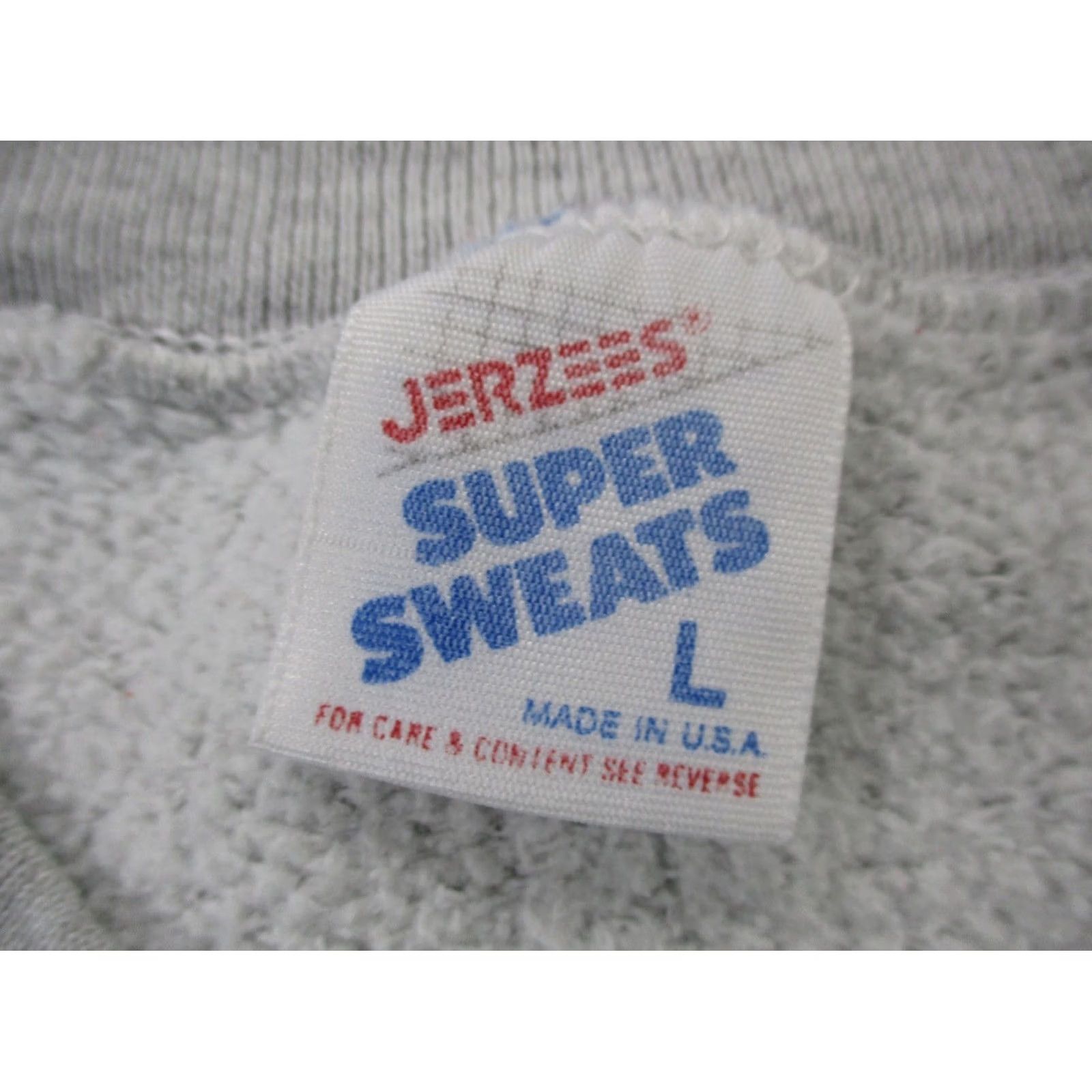Jerzees VINTAGE Jerzees Sweatshirt Mens L Rainbow USA Made 90s Crew Neck Pullover Gray Cotton Polyester Knit Logo Lightweight Thermal Size US L / EU 52-54 / 3 - 7 Thumbnail
