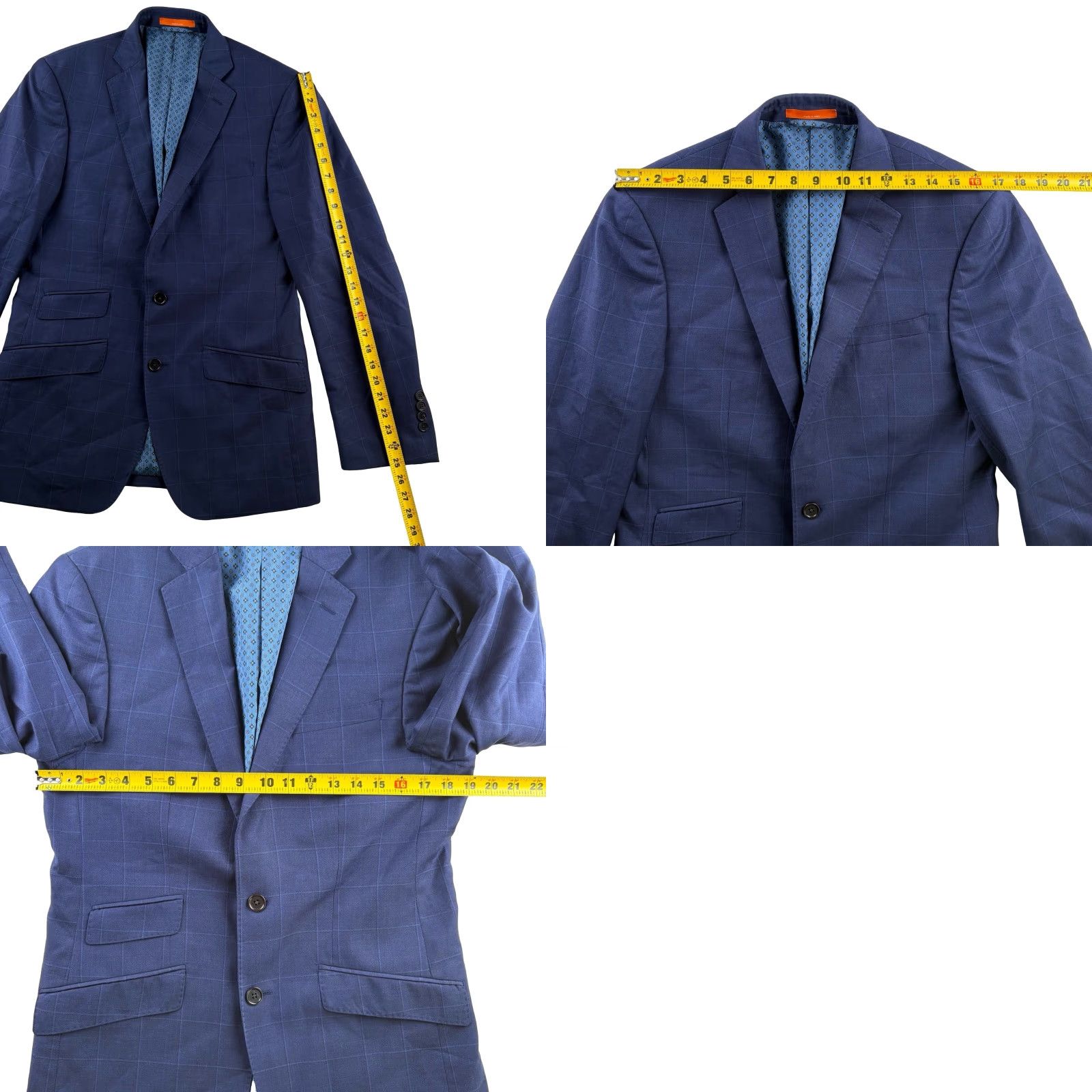 VINTAGE? (No) Tallia Blazer Jacket Blue Plaid Wool 38R Men’s Two-Button Double-Vented Notch Lapel Regular Fit
