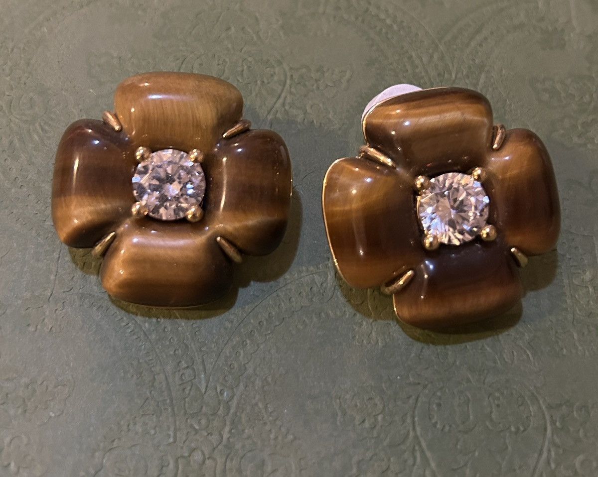 Shushu/Tong SHUSHU/TONG Brown & Crystal YVMIN Edition Flower Earrings Size ONE SIZE - 2 Thumbnail