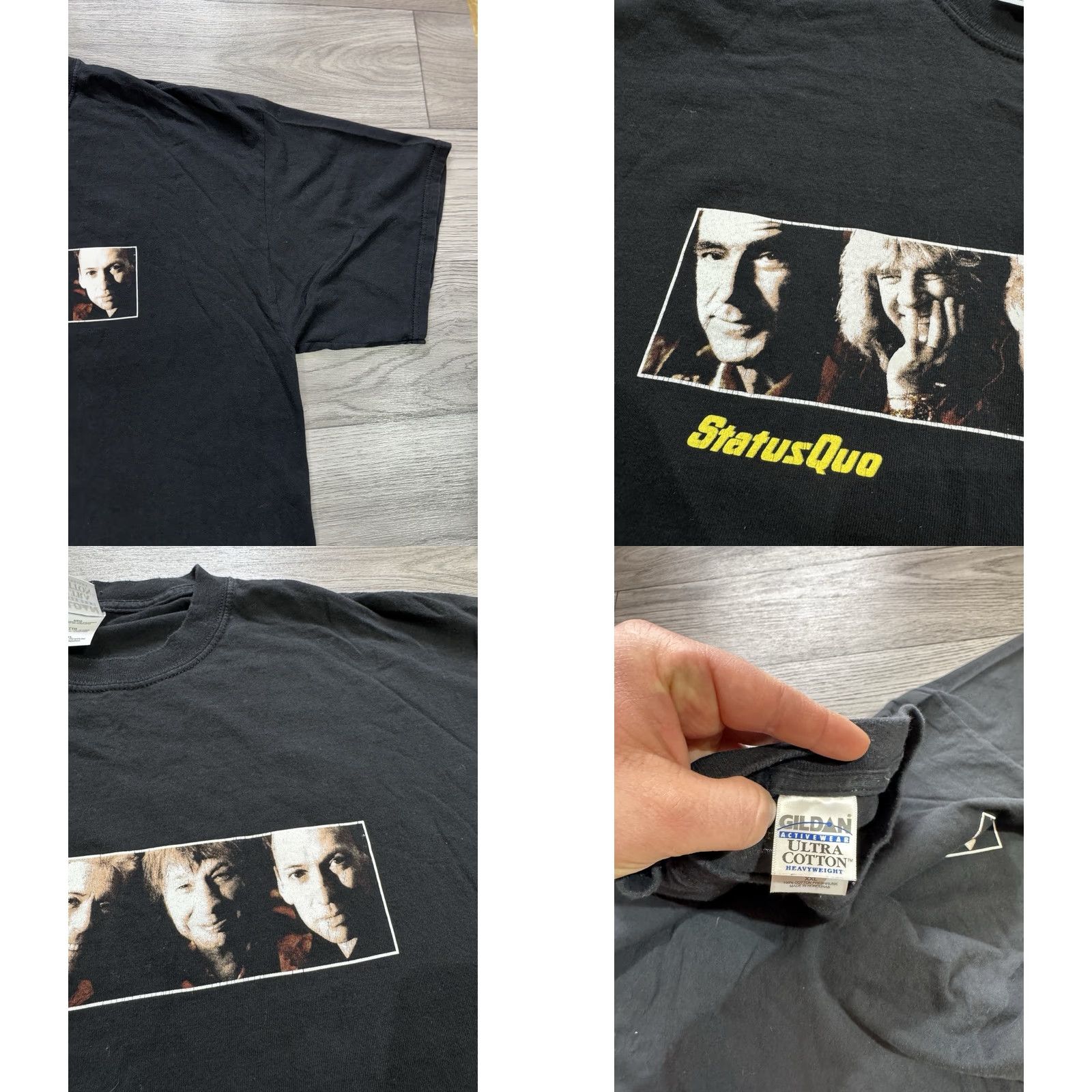 Gildan VINTAGE Status Qwo RIFFTS Tour UK 2003 2004 Rock Band T-Shirt Black 2XL Mens Short Sleeve T-Shirt XS? Size US XXL / EU 58 / 5 - 8 Thumbnail