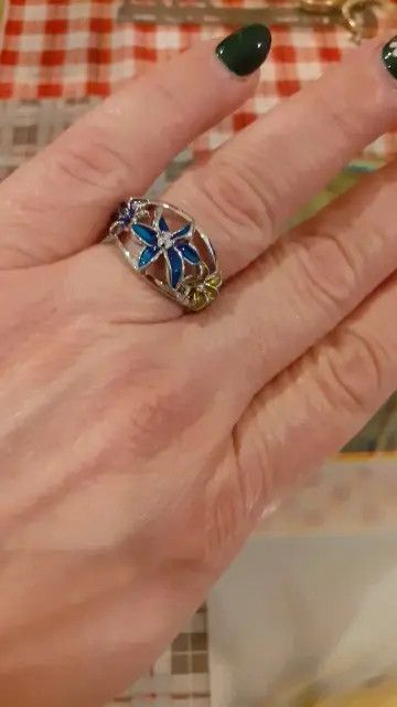 Jewelry Creative Handmade Enamel Epoxy Violet Flower Ring Size ONE SIZE - 5 Thumbnail