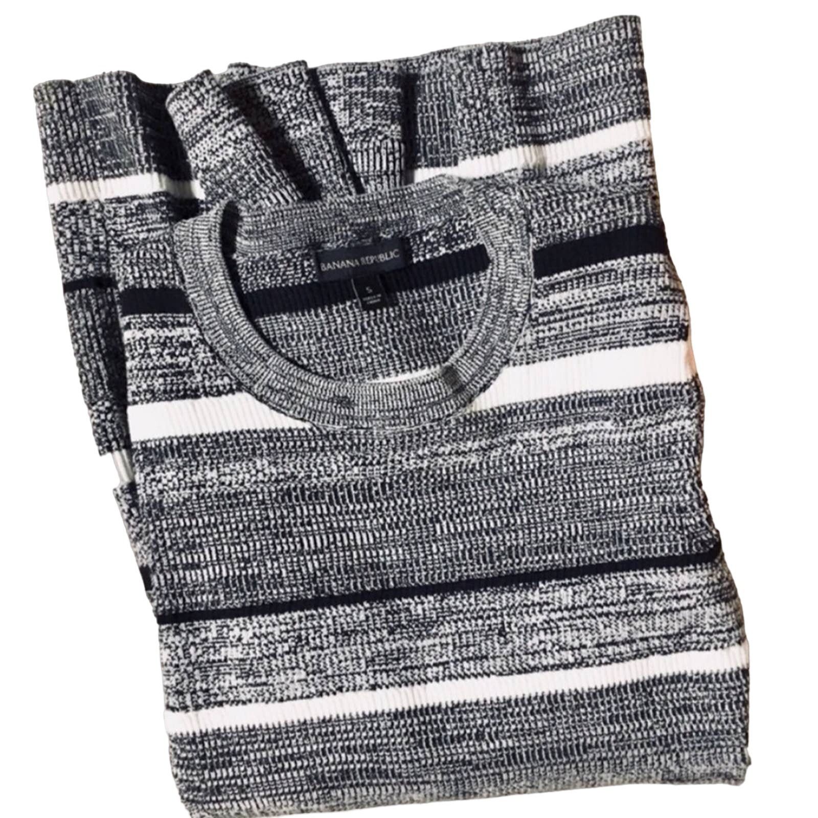 Banana Republic NEW BANANA REPUBLIC Grey Black White Stripe Pullover Sweater Size S / US 4 / IT 40 - 4 Thumbnail