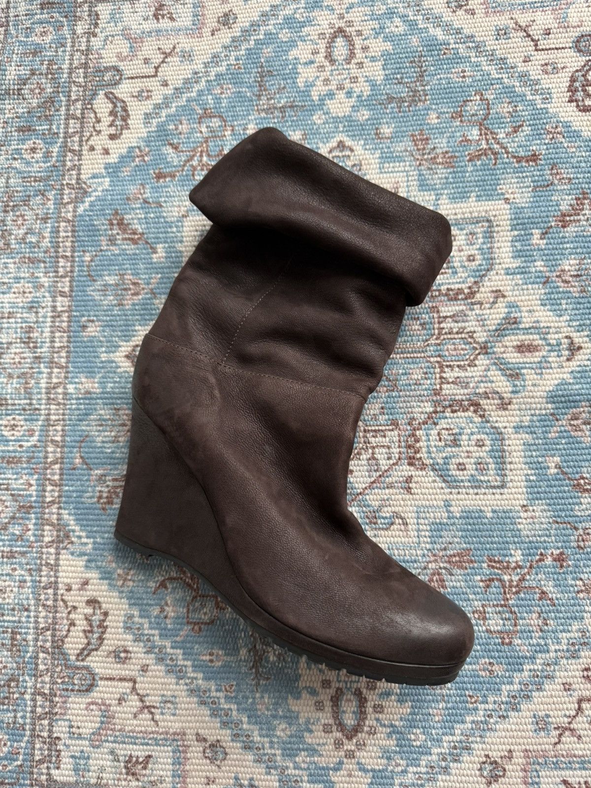 Prada Archive Prada 2000s Leather Knee Wedge Dark Brown Boots Sz41 Size US 11 / IT 41 - 5 Thumbnail
