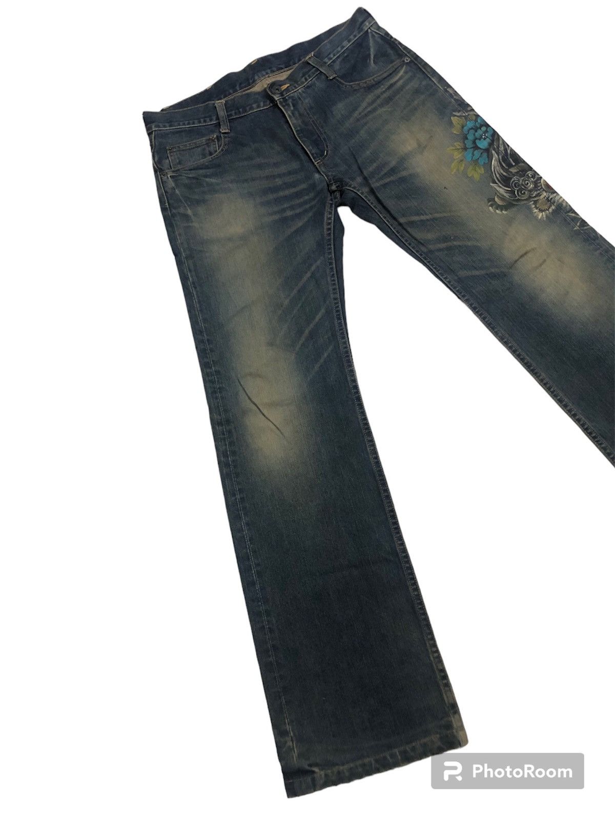 Dragonfly × Japanese Brand RARE!! JAPANESE NAMINORITATSUJIN PRINTED DRAGON JEANS Size US 34 / EU 50 - 11 Thumbnail