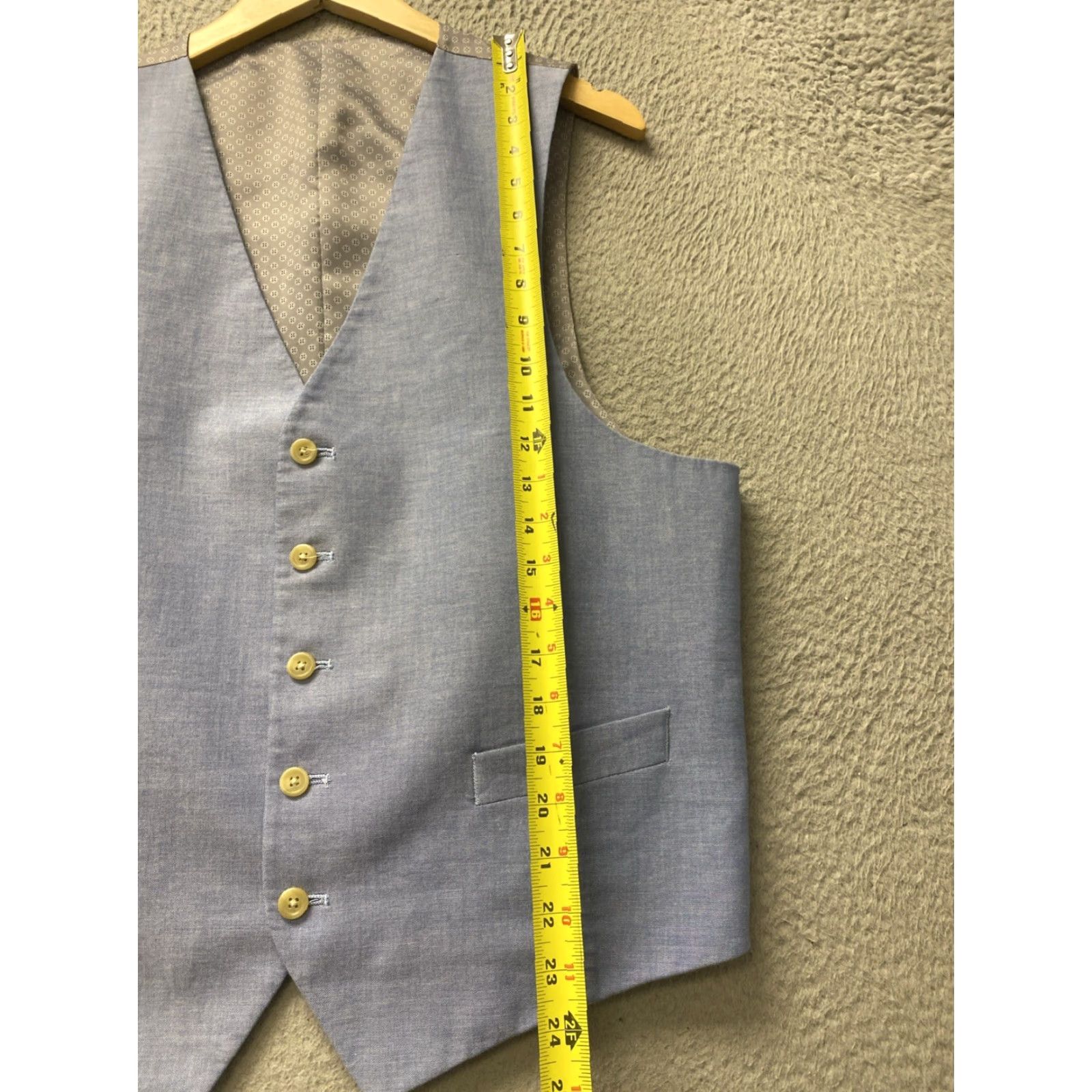 Vintage Men's Slim Fit Cotton Tuxedo Waistcoat Vest L Blue Formal Size US L / EU 52-54 / 3 - 4 Thumbnail