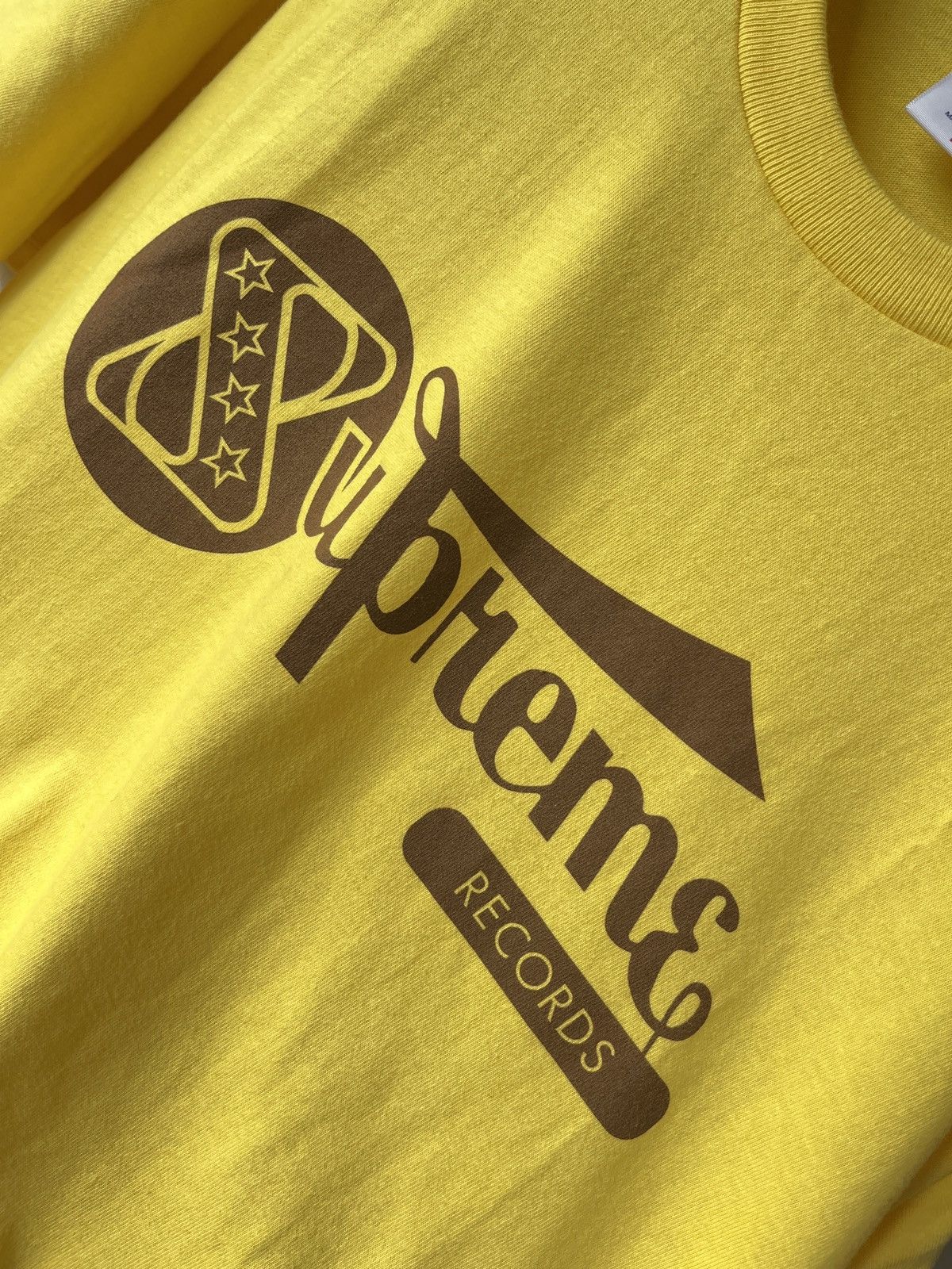 image of Supreme Records Tee in Yellow, Men's (Size Medium)