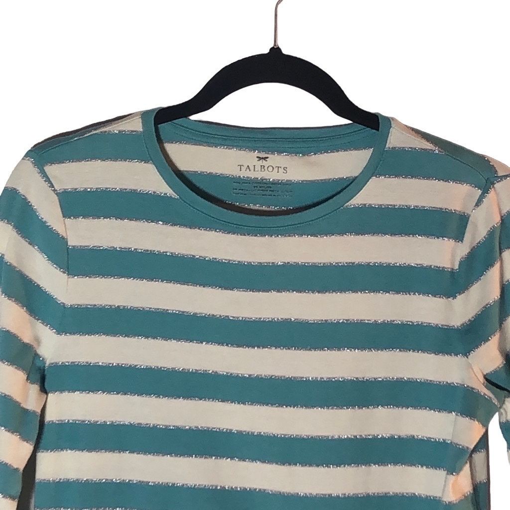 Other Talbots Green White Striped Long Sleeve Top Tee Small Size S / US 4 / IT 40 - 4 Thumbnail