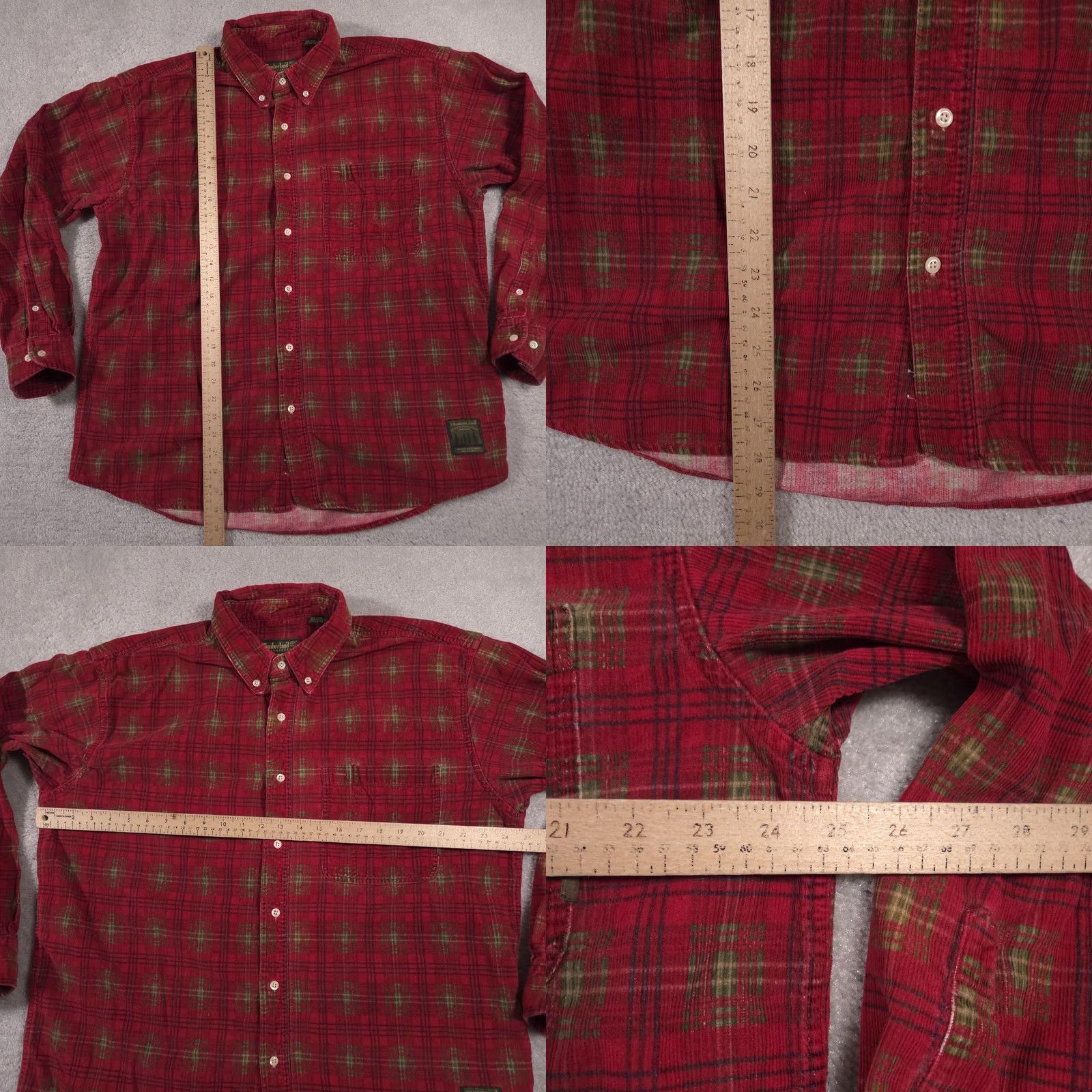 Timberland VINTAGE Timberland Shirt Mens Large Red Plaid Corduroy Button-Down 90s Weathergear Moderate Wear Mens Size US L / EU 52-54 / 3 - 8 Thumbnail