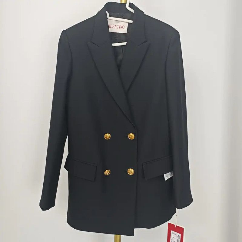 Valentino Valentino Women's Black Wool Blazer Jacket 0089 Size XS / US 0-2 / IT 36-38 - 1 Thumbnail