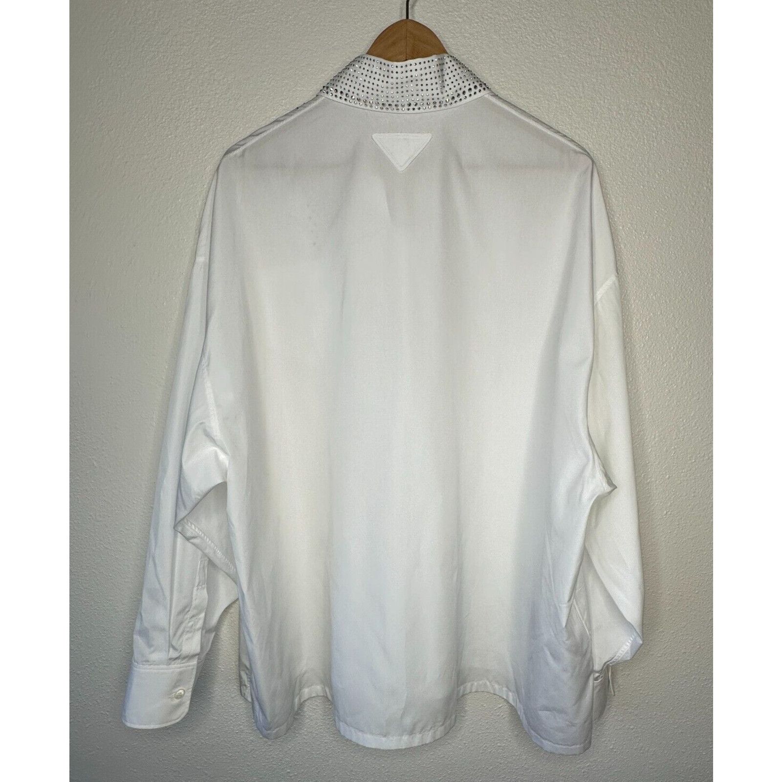 Prada Prada White Button Rhinestone Encrusted Collar & Front Shirt Size L / US 10 / IT 46 - 7 Thumbnail