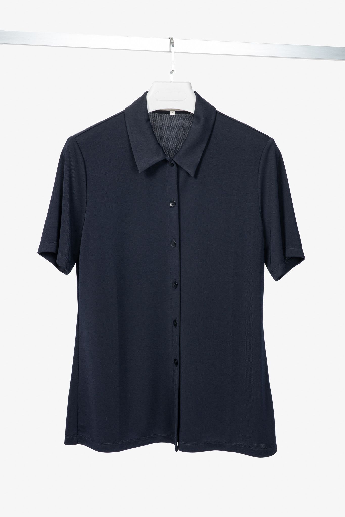 Tibi Tibi Navy Harlow Jersey Slim Short Sleeve Shirt Size M / US 6-8 / IT 42-44 - 1 Thumbnail