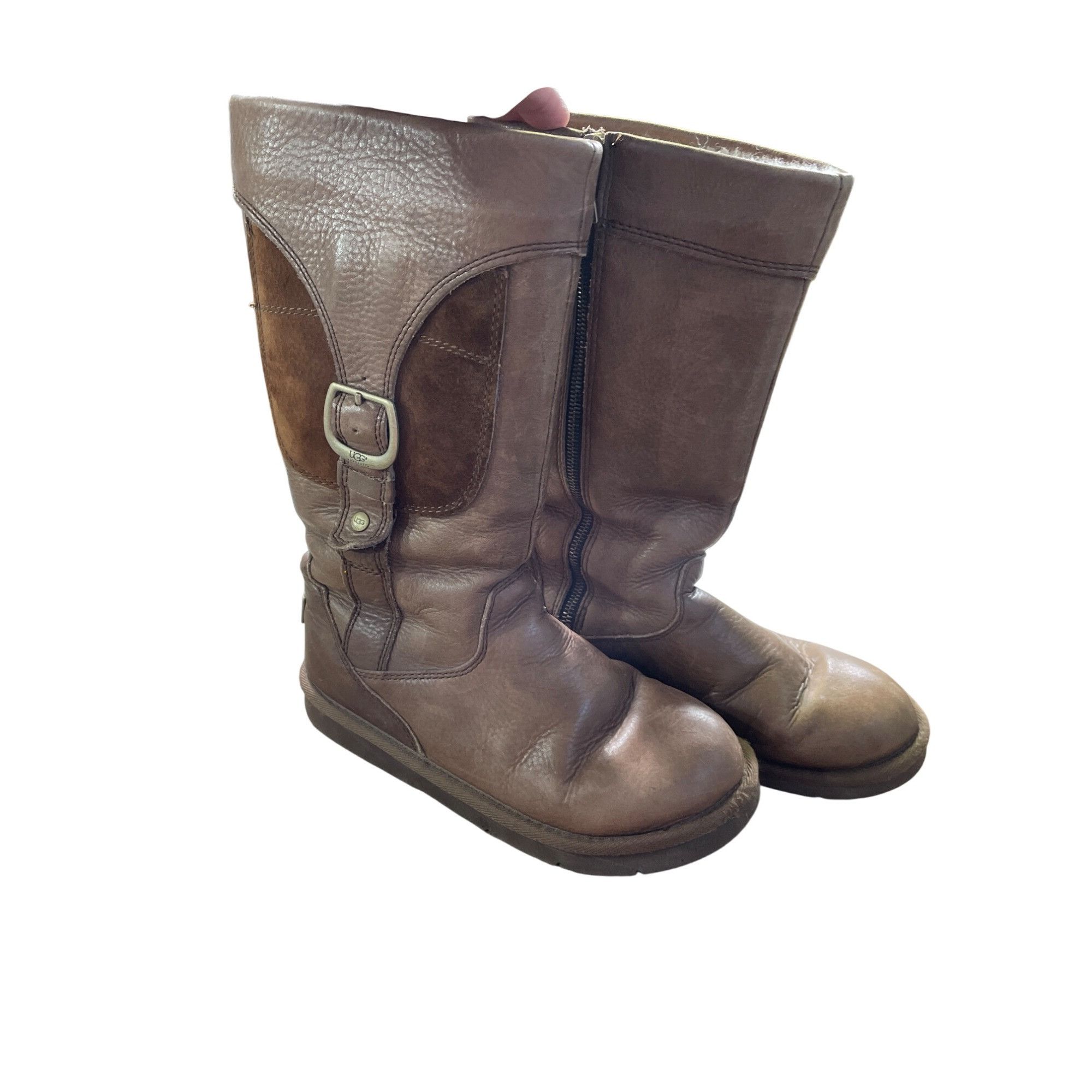 Ugg Ugg Australia Womens Brown Mid-Calf Leather sheep lined fur Size US 7 / IT 37 - 15 Thumbnail