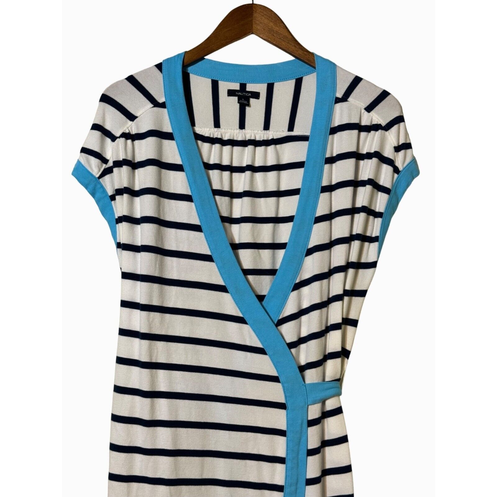 Nautica Nautica Dress Striped Cotton/Spandex Tie Waist Large Size L / US 10 / IT 46 - 3 Thumbnail