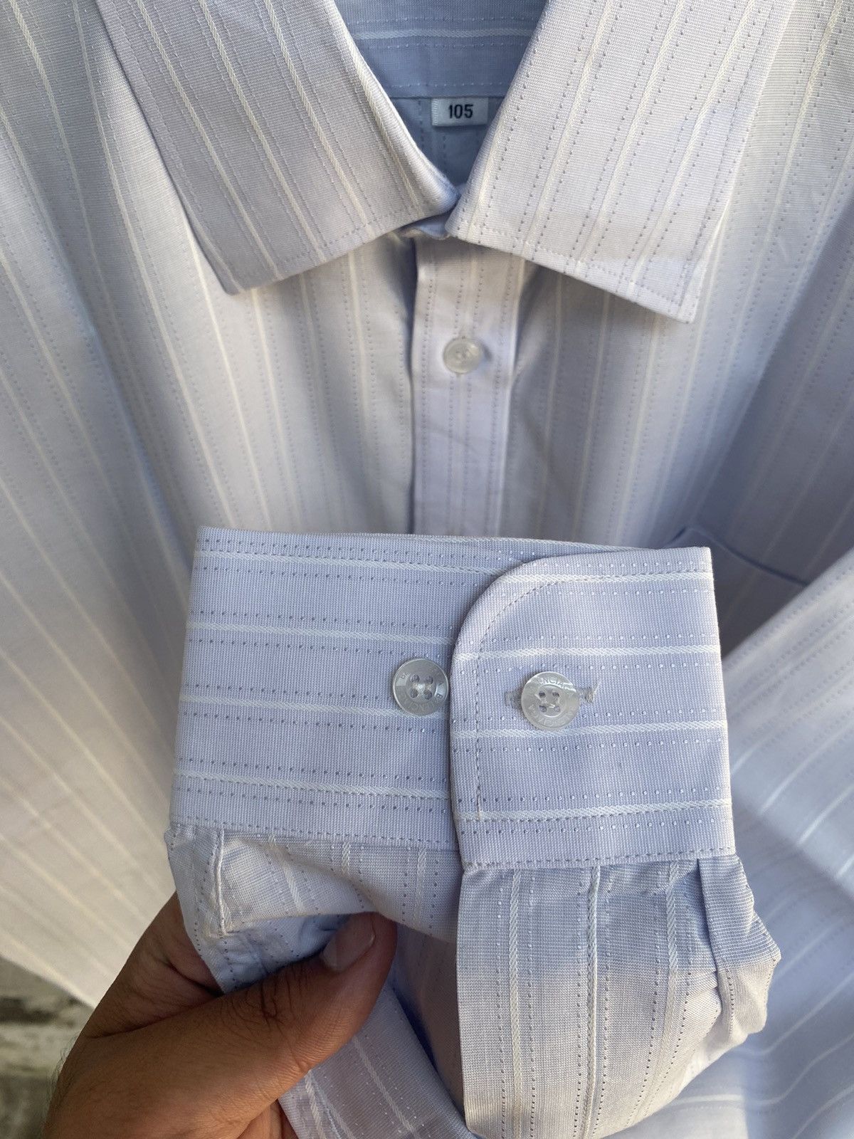 Balenciaga VINTAGE BALENCIAGA STRIPPED FORMAL LONG SHIRTS Size US XL / EU 56 / 4 - 5 Thumbnail
