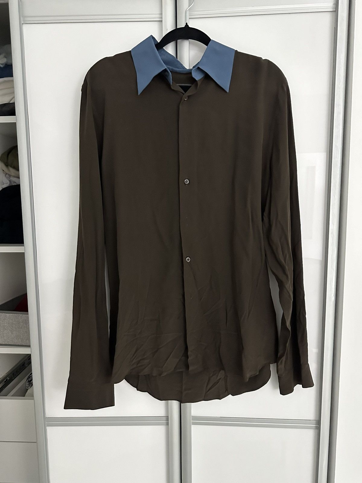 image of Prada Men’S Button Down in Brown, Men's (Size Small)