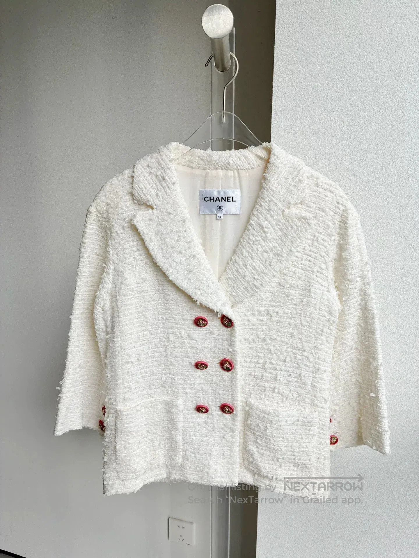 Chanel Chanel 17P White Tweed Jacket. Size XXS / US 00 / IT 34 - 2 Thumbnail
