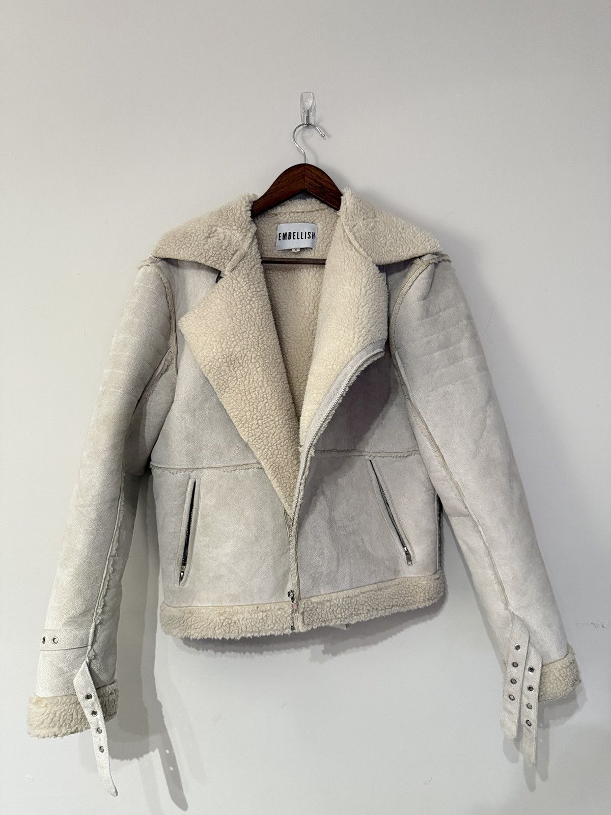 Embellish Embellish shearling moto jacket cream zip up streetwear Size US S / EU 44-46 / 1 - 1 Thumbnail