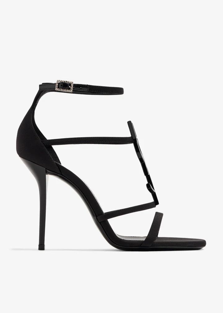 Saint Laurent Paris o1s1wg111125 Cassandra Sandals in Crepe De Chine in Black Size US 7 / IT 37 - 1 Thumbnail