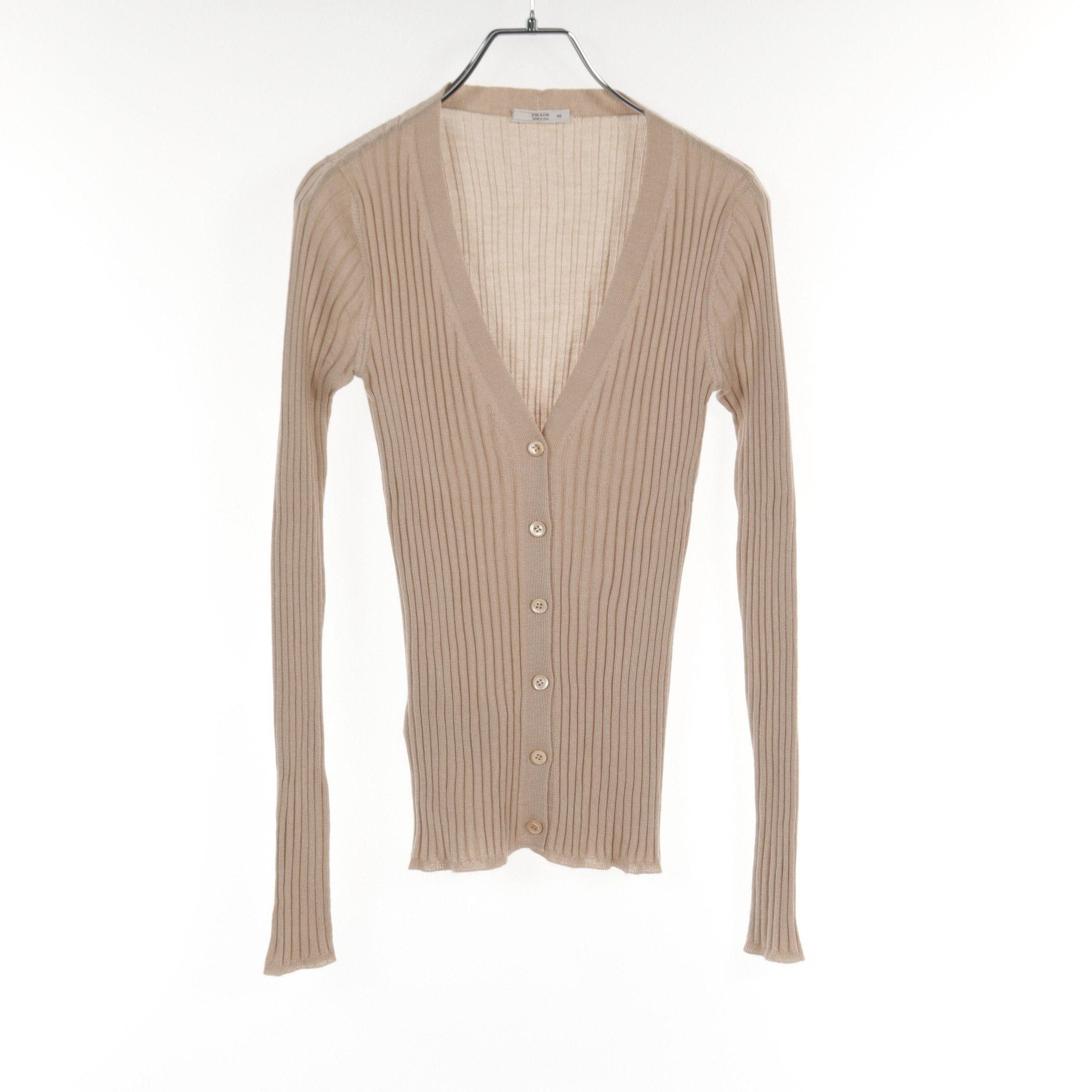 Prada Prada Cardigan Cashmere Silk Beige Size ONE SIZE - 1 Thumbnail