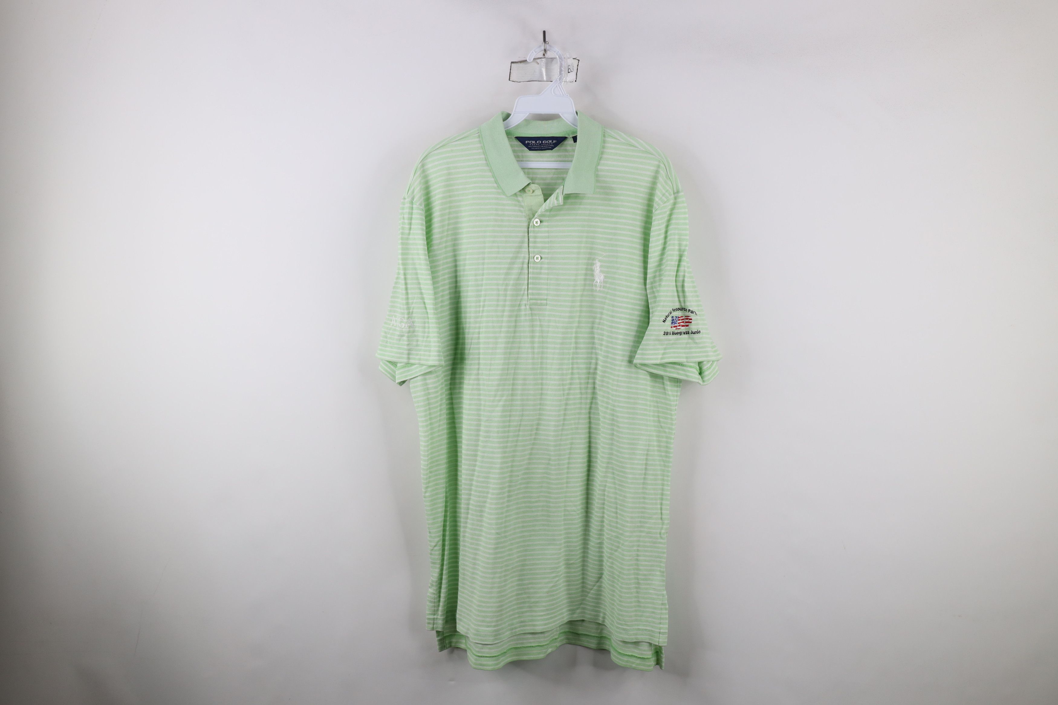 Ralph Lauren × Vintage Polo Golf Ralph Lauren Striped AJGA Bluegrass Junior Polo Size US L / EU 52-54 / 3 - 1 Thumbnail