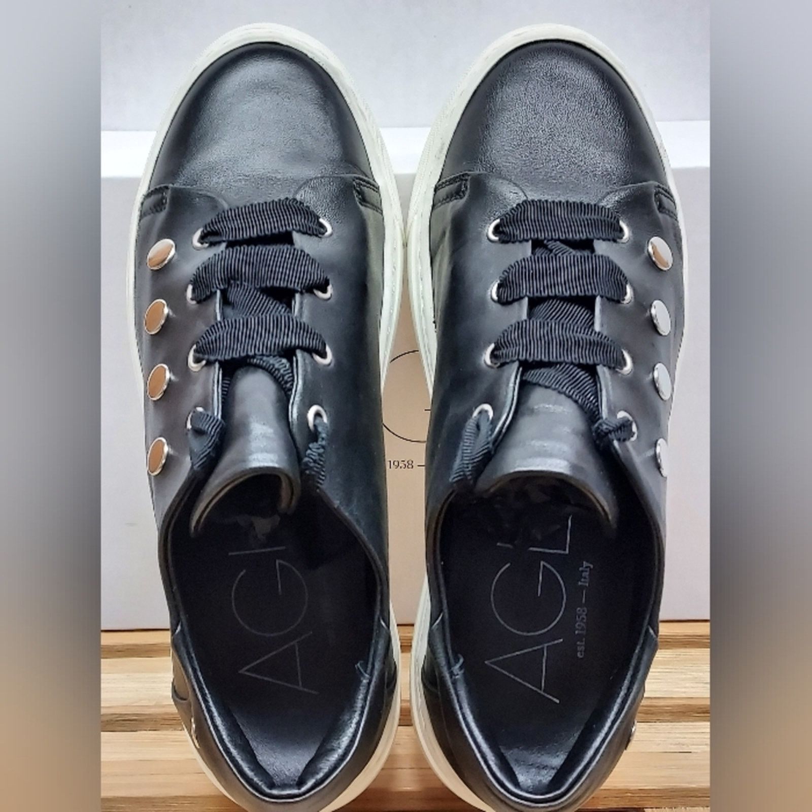 AGL AGL Womens Black Leather Sneaker Shoes Size 36.5 (5.5) Size US 5.5 / IT 35.5 - 8 Thumbnail
