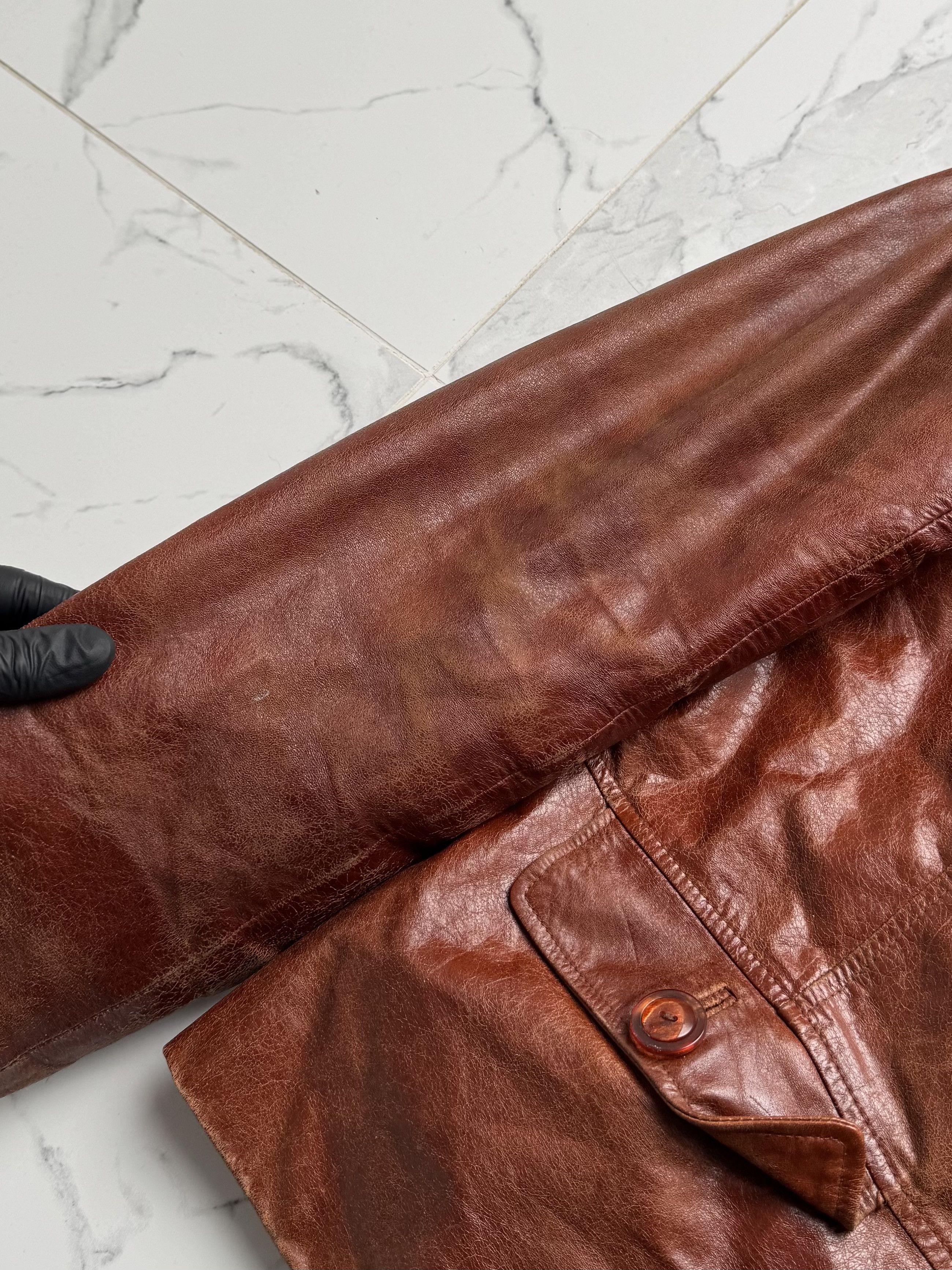 Japanese Brand Vintage Brown Leather Jacket Hooded Statement Coat Y2K Size L / US 10 / IT 46 - 7 Thumbnail