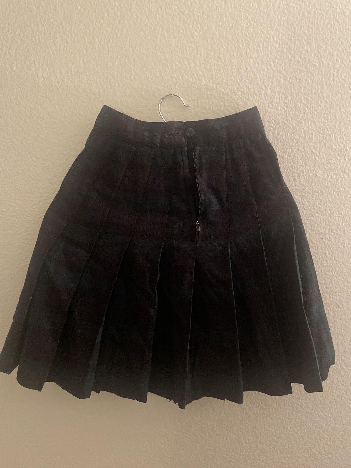 Vintage Handmade Pleated Wool Mini Skirt Size 24" / US 00 / IT 34 - 1 Thumbnail