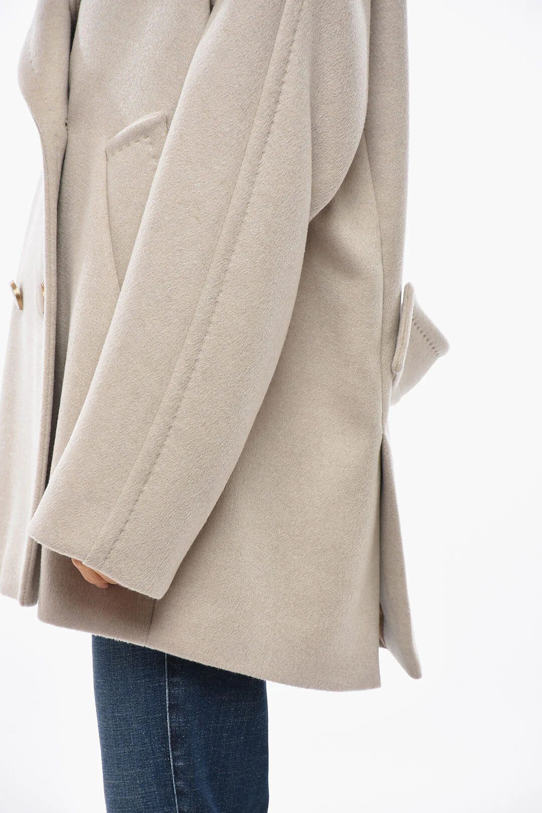 Max Mara og1mm0426 Pure Cashmere Double-Breasted Coat in Beige Size M / US 6-8 / IT 42-44 - 2 Thumbnail
