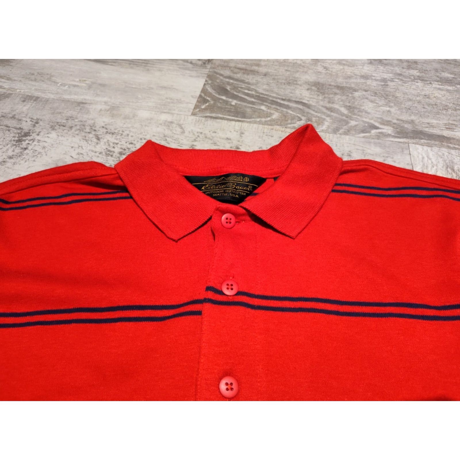 Eddie Bauer VINTAGE Eddie Bauer Long Sleeve Rugby Polo Shirt Striped M Tall Red 90s Mens Size US M / EU 48-50 / 2 - 7 Thumbnail
